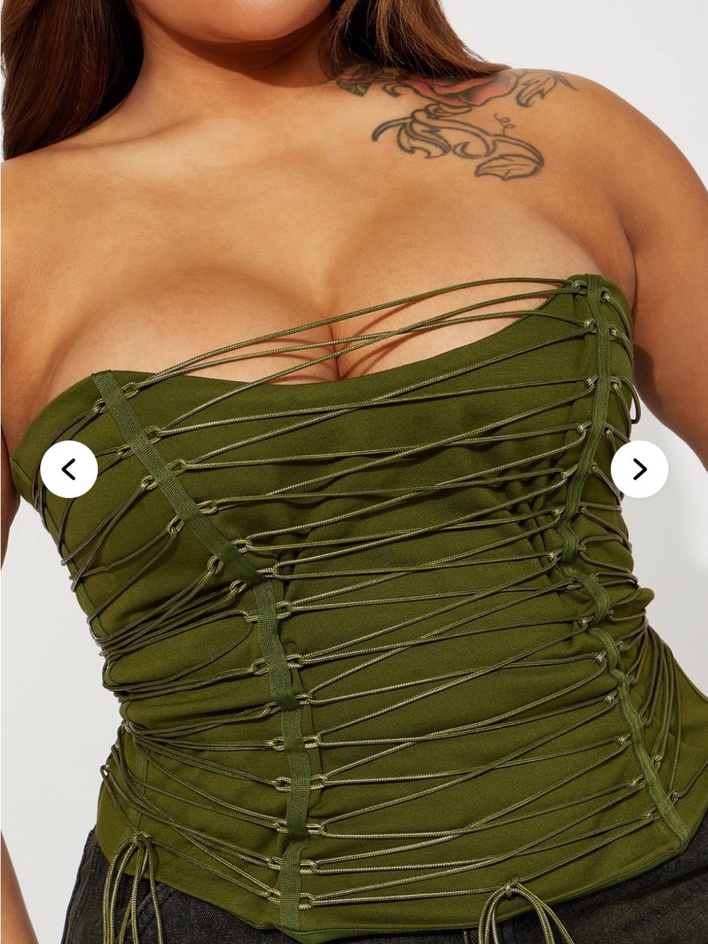Fashion Nova Olive Green Lace-Up Corset Top